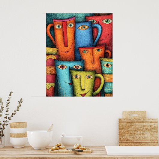Personality Plus Smiling Cups Poster (Keuken)