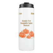 PERSONALIZ Pompoen Kruid Seizoen Waterverf Pompoen Thermosbeker (Voorkant)