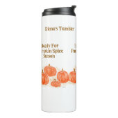 PERSONALIZ Pompoen Kruid Seizoen Waterverf Pompoen Thermosbeker (Gedraaid links)