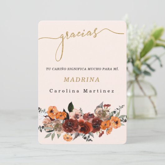 Personaliza Agradecimiento Para la Madrina Kaart (Staand voorkant)