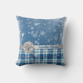 Personaliza Navidad Elegante Cuadriculado Azul  Kussen