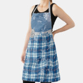 Personaliza Navidad Elegante Cuadriculado Azul  Schort (Insitu)