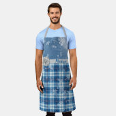 Personaliza Navidad Elegante Cuadriculado Azul  Schort (Gedragen)