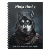 Personalizabl Ninja Dog Husky Notitieboek Zwart (Voorkant)