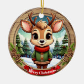 Personalizable cute reindeer character Art 🦌🎄 Keramisch Ornament (Voorkant)