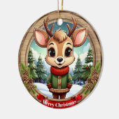 Personalizable cute reindeer character Art 🦌🎄 Keramisch Ornament (Links)