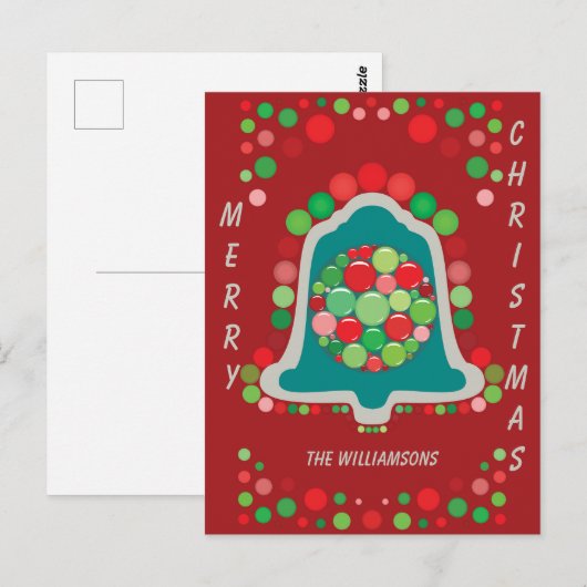 Personalizable Editable Bell Christmas/Holiday Briefkaart (Voorkant / Achterkant)