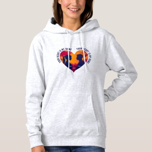 Personalizable Heart Is My Home Couple Silhouette  Hoodie (Voorkant)