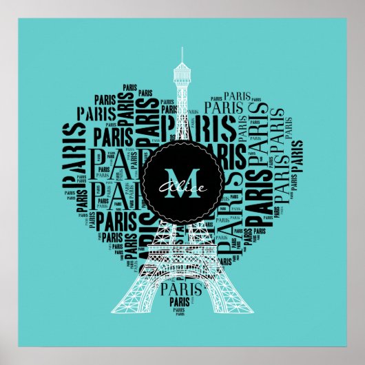 Personalizable Love Paris | Eiffel Tower Poster (Voorkant)