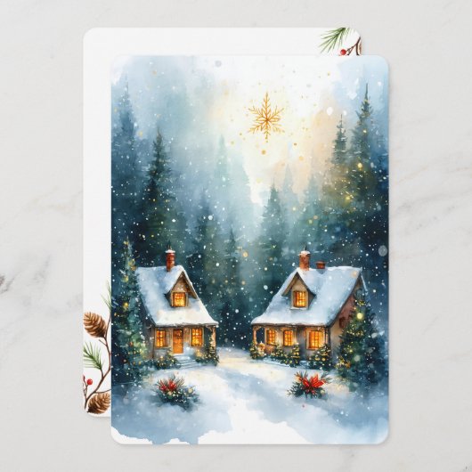 Personalizable Vintage  Flat Holiday Card  Feestdagenkaart (Voorkant / Achterkant)