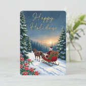 Personalizable Vintage  Flat Holiday Card  Feestdagenkaart (Staand voorkant)