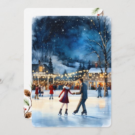Personalizable Vintage  Flat Holiday Card  Feestdagenkaart (Voorkant / Achterkant)