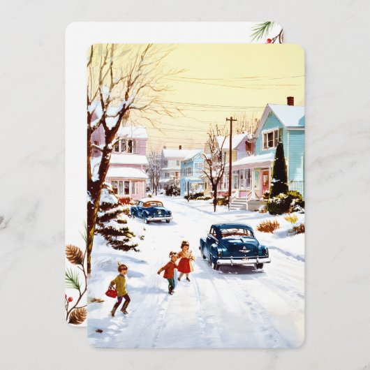Personalizable Vintage  Flat Holiday Card  Feestdagenkaart (Voorkant / Achterkant)