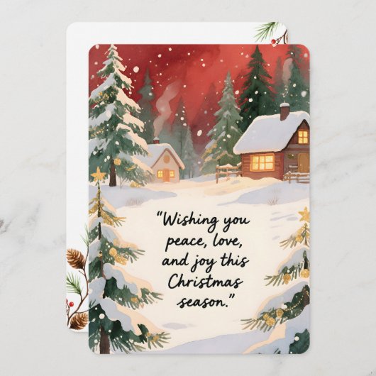 Personalizable Vintage  Flat Holiday Card  Feestdagenkaart (Voorkant / Achterkant)