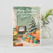 Personalizable Vintage  Flat Holiday Card  Feestdagenkaart (Staand voorkant)