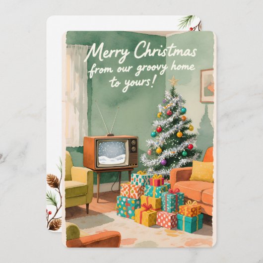 Personalizable Vintage  Flat Holiday Card  Feestdagenkaart (Voorkant / Achterkant)
