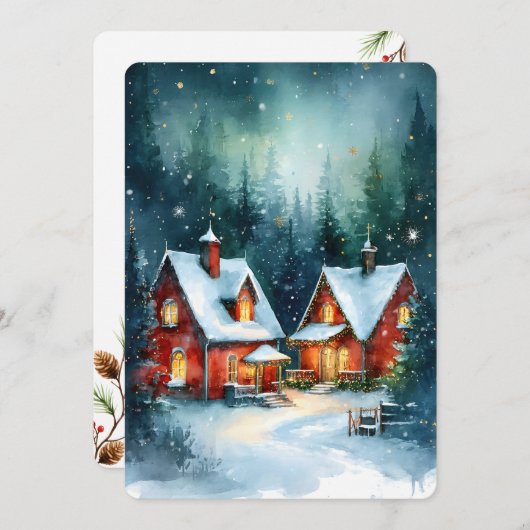 Personalizable Vintage  Flat Holiday Card  Feestdagenkaart (Voorkant / Achterkant)