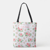 Personalizable Watercolor Rose and Paw Print Tote  Bag (Achterkant)