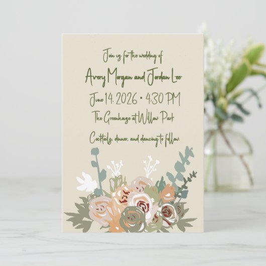 Personalizable Wedding Invitation Kaart (Staand voorkant)