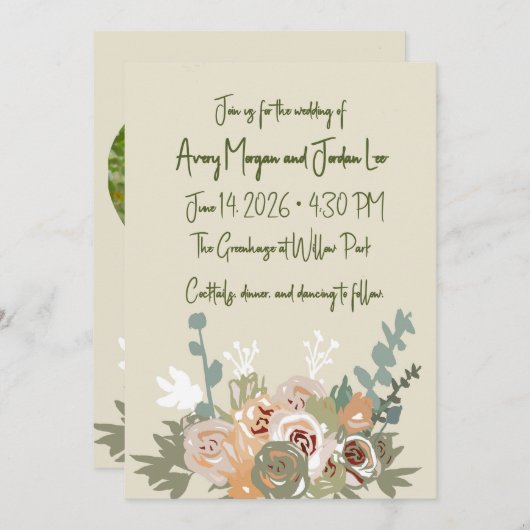Personalizable Wedding Invitation Kaart (Voorkant / Achterkant)