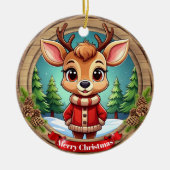 Personalizable Wildlife Winter Animal Holiday 🦌🎄 Keramisch Ornament (Voorkant)