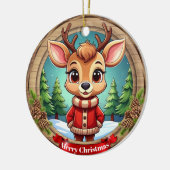 Personalizable Wildlife Winter Animal Holiday 🦌🎄 Keramisch Ornament (Links)