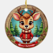 Personalizable Wildlife Winter Animal Holiday 🦌🎄 Keramisch Ornament (Achterkant)