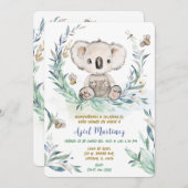 Personalizada Koala Boy Baby shower Kaart (Voorkant / Achterkant)