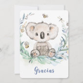 Personalizada Koala Boy Baby shower Kaart (Achterkant)