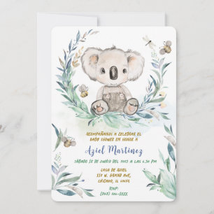 Personalizada Koala Boy Baby shower Kaart