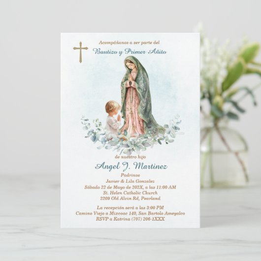 Personalizada para bautizo de niño kaart (Staand voorkant)