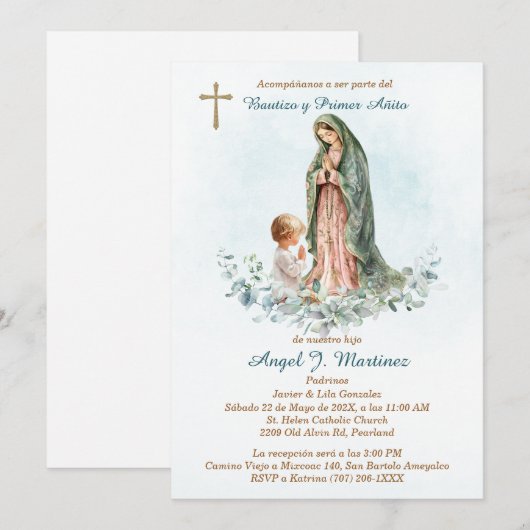 Personalizada para bautizo de niño kaart (Voorkant / Achterkant)