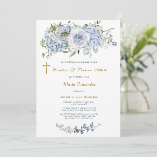 Personalizada para bautizo y primer cumpleaños kaart (Staand voorkant)