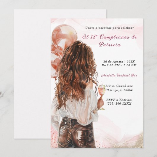 Personalizadas Para el 18º Cumpleaños en Español Kaart (Voorkant / Achterkant)