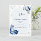 Personalizadas plata 25 años estilo kaart (Staand voorkant)