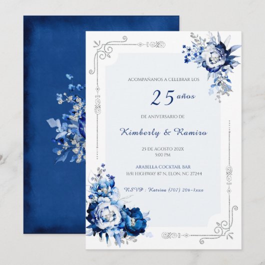 Personalizadas plata 25 años estilo kaart (Voorkant / Achterkant)