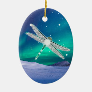 Personalizd Dragonfly Starry verlicht kerst Keramisch Ornament