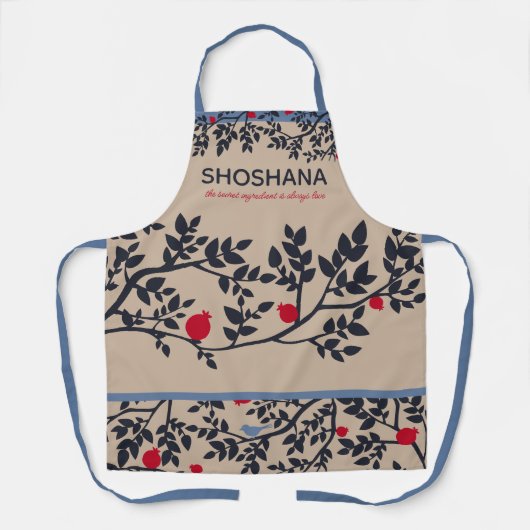 Personalizd Rosh Hashanah Pomegranate Schort (Voorkant)
