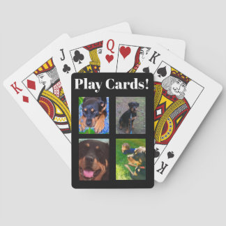 Personalize 4-Photos & Text Lucky Dog Poker Cards Pokerkaarten
