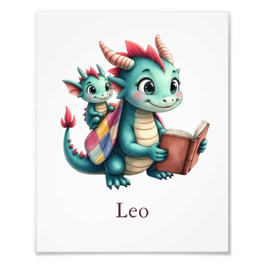 Personalize Baby Dragon Art Print Custom Kids Room Foto Afdruk (Voorkant)