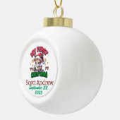 Personalize Baby First Christmas Brown Santa Deer Keramische Bal Ornament (Rechts)