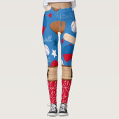 PERSONALIZE BASEBALL NUMBER Sporty Patroon Leggings (Voorkant)