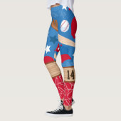 PERSONALIZE BASEBALL NUMBER Sporty Patroon Leggings (Links)