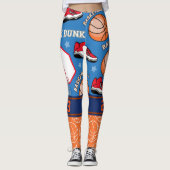 PERSONALIZE BASKETBALL NUMBER Sporty Patroon Leggings (Voorkant)