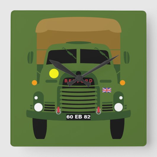 PERSONALIZE BRITISH ARMY VETERAN TRUCK VIERKANTE KLOK (Voorkant)