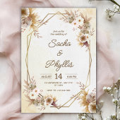 Personalize  brown rustic flower weding Invitation Kaart