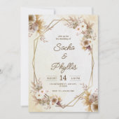 Personalize brown rustic flower weding Invitation Kaart (Voorkant)