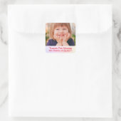 Personalize Child's Photo, Thank You Message Vierkante Sticker (Tas)