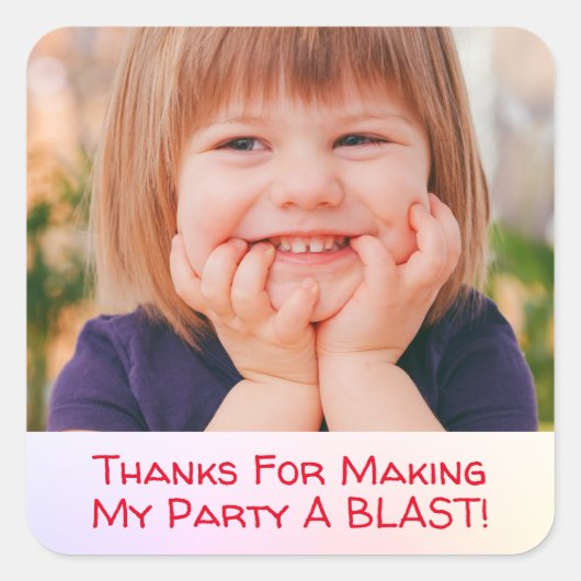 Personalize Child's Photo, Thank You Message Vierkante Sticker (Voorkant)