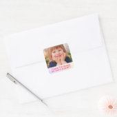 Personalize Child's Photo, Thank You Message Vierkante Sticker (Envelop)